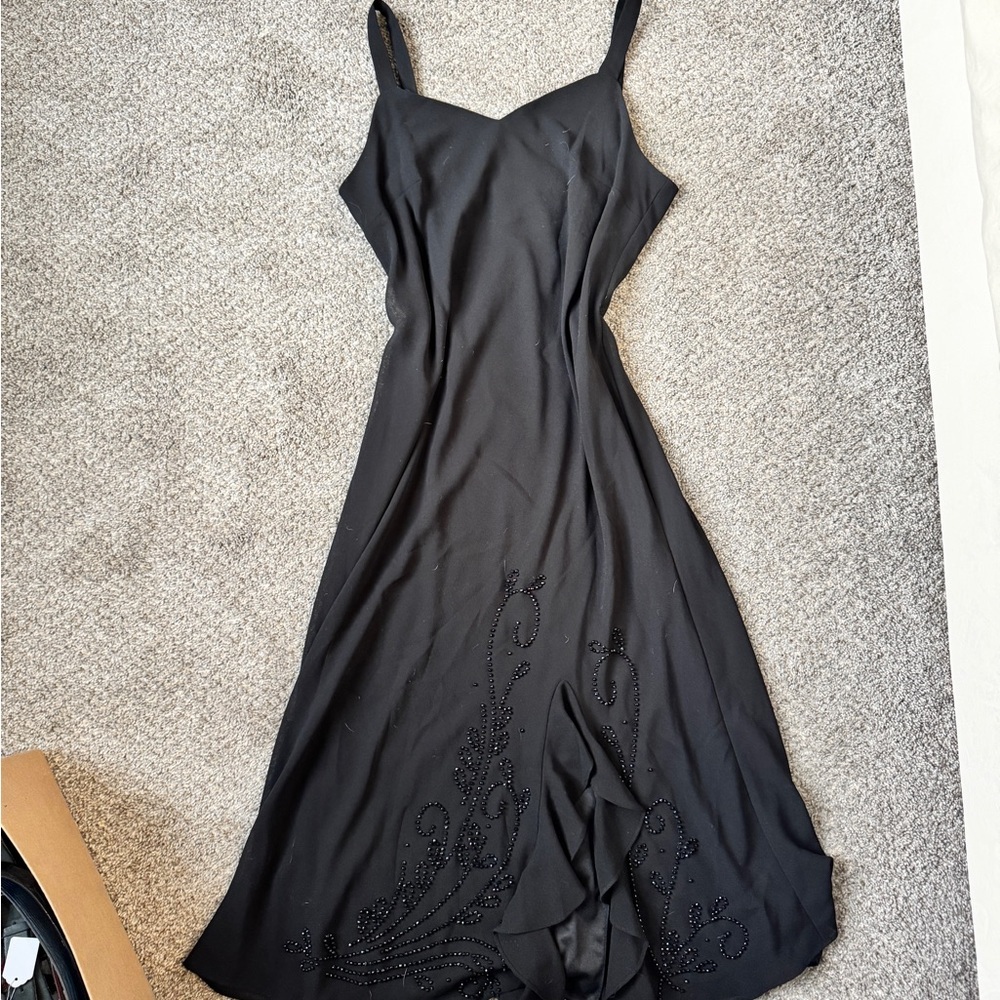R & M Richards Black Embellished Midi Dress